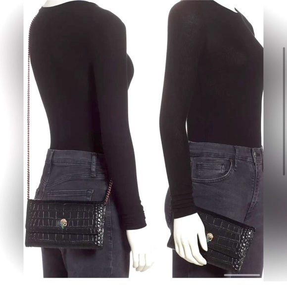 Kurt Geiger Leather Croc Embossed Wallet On A Chain - Picture 1 of 13